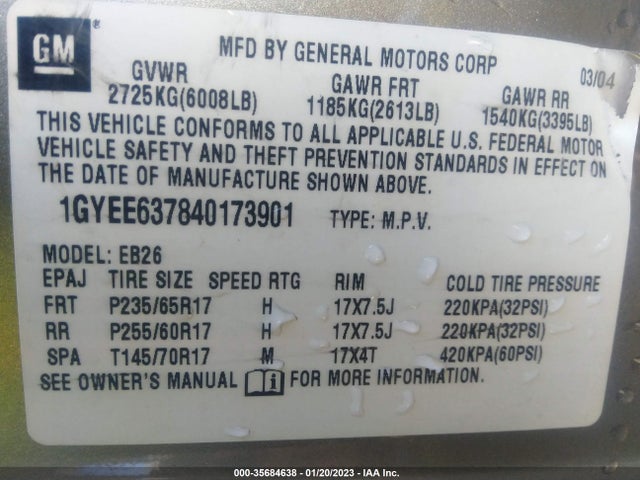 Cadillac SRX 2004 1GYEE637840173901 Image 11