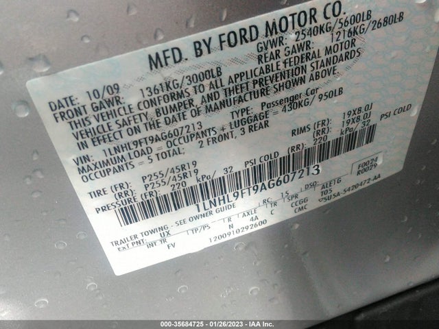 Lincoln Mks W/ecoboost 2010 1LNHL9FT9AG607213 Image 10