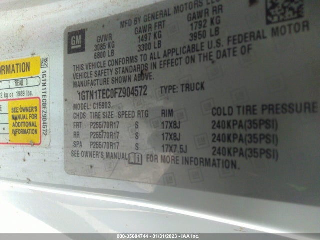 GMC SIERRA 1500 2015 1GTN1TEC0FZ904572 Image 9