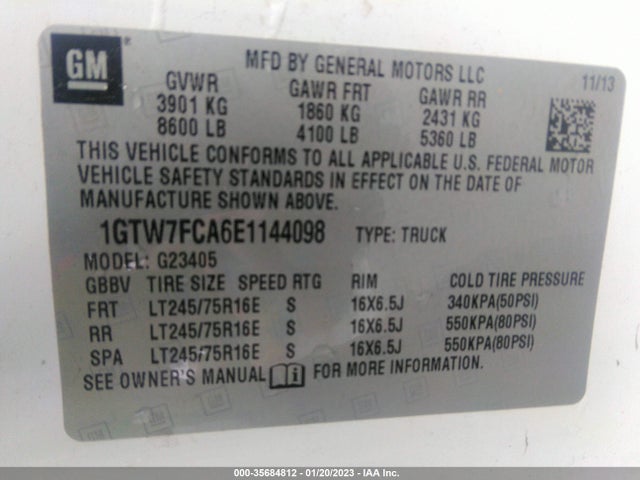 2014 GMC Savana, VIN: 1GTW7FCA6E1144098
