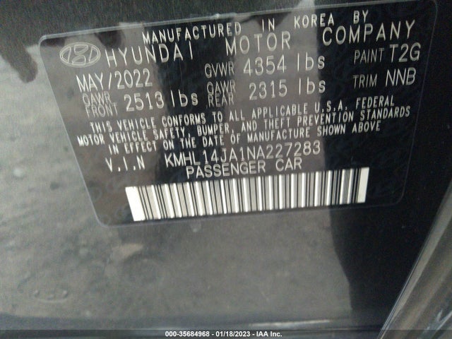 2022 Hyundai Sonata, VIN: KMHL14JA1NA227283