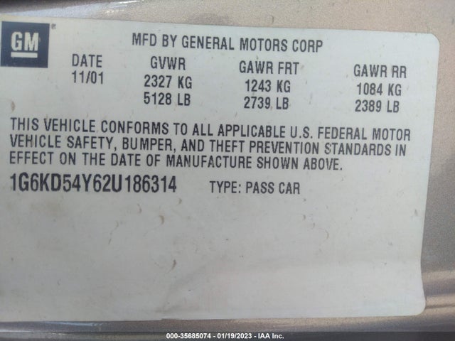 Cadillac Deville 2002 1G6KD54Y62U186314 Image 10