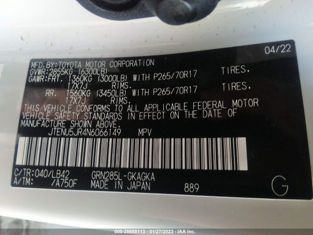 Toyota 4RUNNER 2022 JTENU5JR4N6066149 Image 9