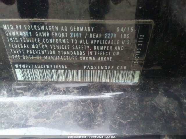 2015 Volkswagen Golf, VIN: WVWPP7AUXFW910586