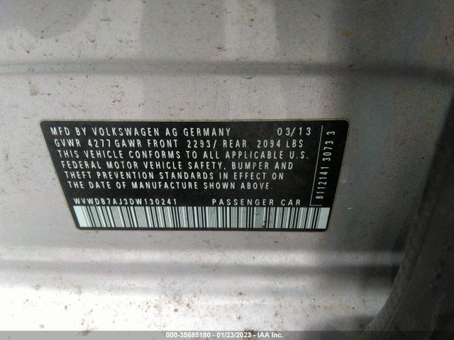 WVWDB7AJ3DW130241 Volkswagen GOLF