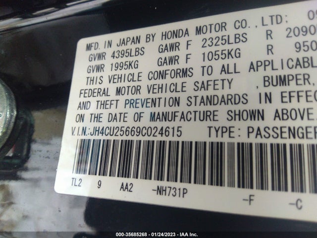 2009 ACURA TSX VIN: JH4CU25669C024615