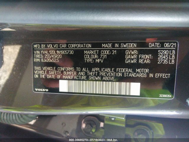 YV4L12DL1N1905730 Volvo Xc60 Inscription