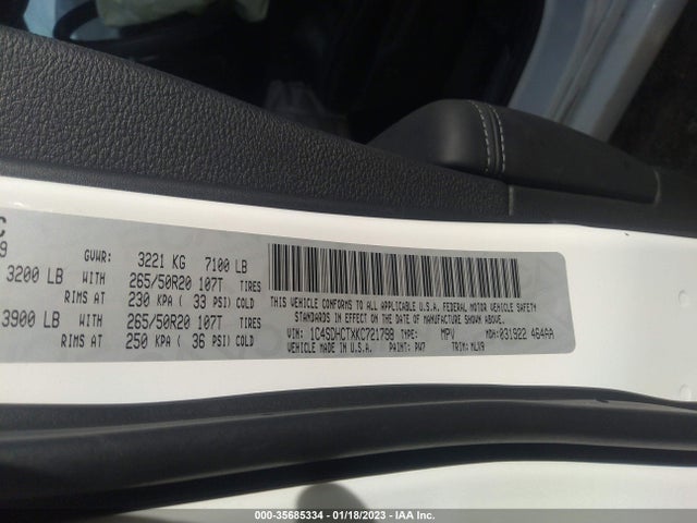 2019 Dodge Durango, VIN: 1C4SDHCTXKC721798