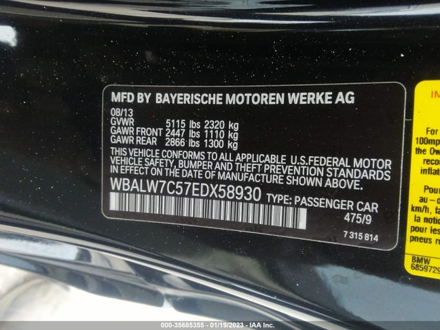 2014 BMW 6 Series, VIN: WBALW7C57EDX58930
