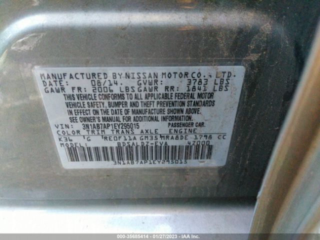 3N1AB7AP1EY295015 Nissan SENTRA SV