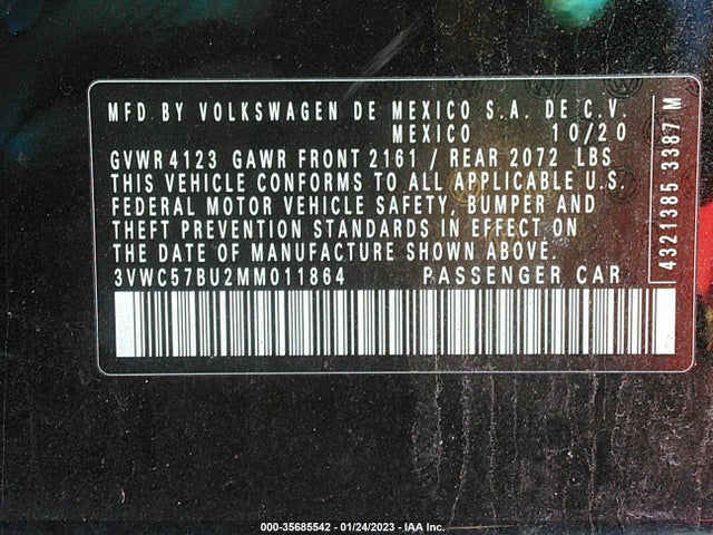 2021 Volkswagen Jetta, VIN: 3VWC57BU2MM011864