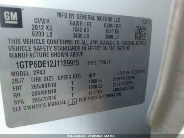 1GTP6DE12J1189915 GMC Canyon 4wd Slt