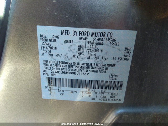 Lincoln MKX 2008 2LMDU68C88BJ11512 Image 10