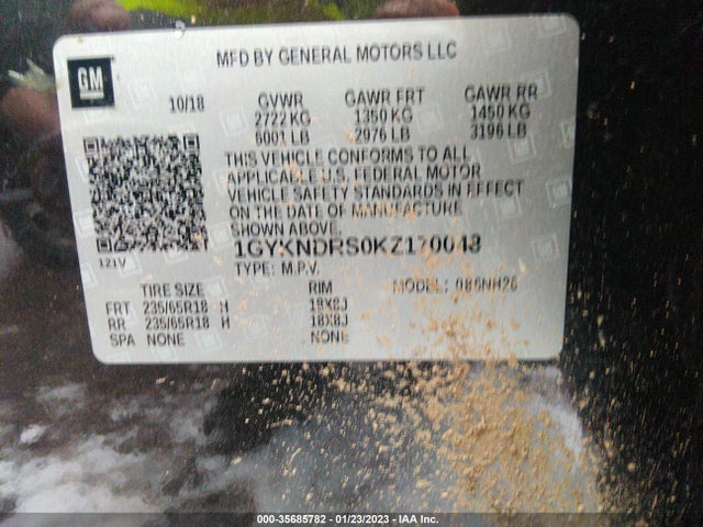 1GYKNDRS0KZ170048 Cadillac Xt5 Luxury Awd