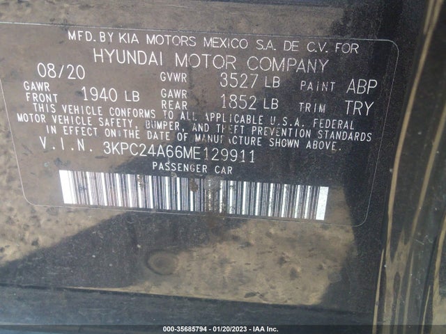 2021 Hyundai Accent, VIN: 3KPC24A66ME129911