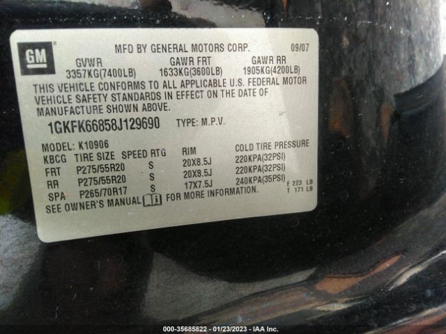 1GKFK66858J129690 GMC YUKON XL DENALI