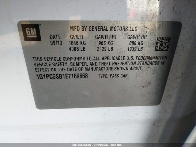 Chevrolet Cruze 1lt 2014 1G1PC5SB1E7189668 Image 9