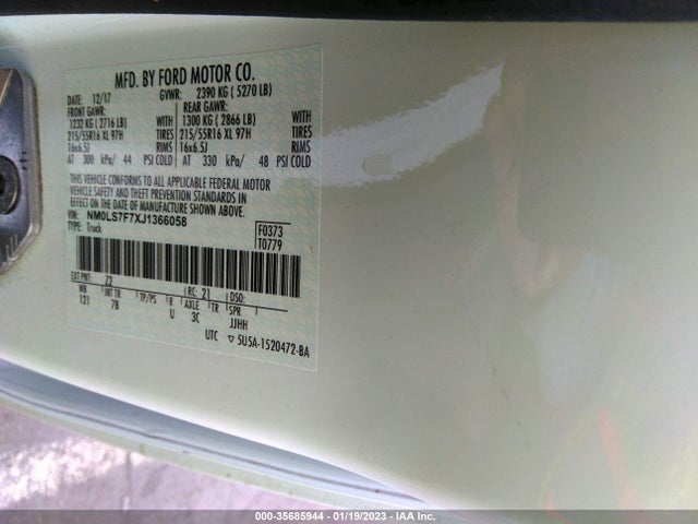 2018 Ford Transit Connect, VIN: NM0LS7F7XJ1366058
