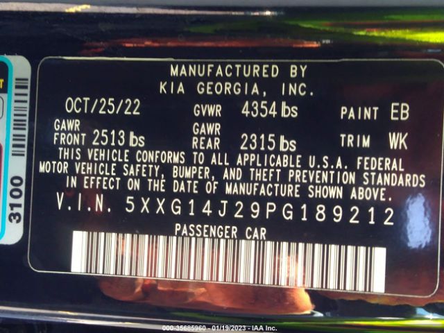 5XXG14J29PG189212 KIA K5 LXS