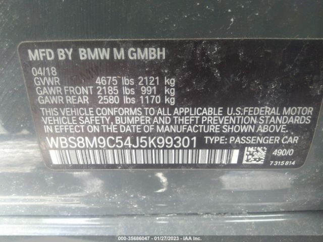WBS8M9C54J5K99301 BMW M3