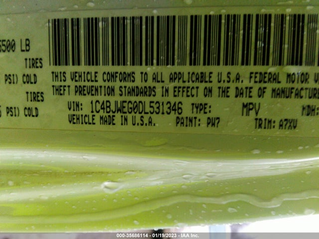2013 JEEP WRANGLER UNLIMITED SAHARA VIN: 1C4BJWEG0DL531346
