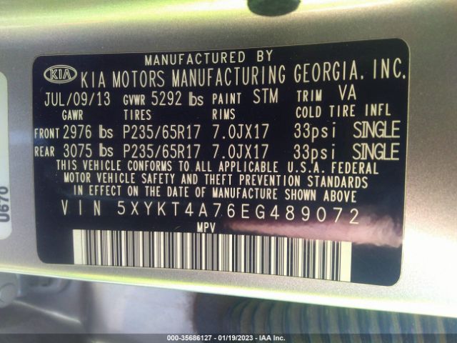 5XYKT4A76EG489072 KIA SORENTO LX