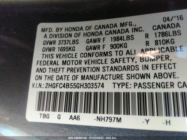 Honda Civic Coupe Lx 2016 2HGFC4B55GH303574 Image 9