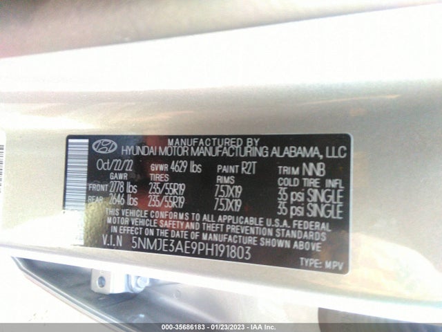 2023 Hyundai Tucson, VIN: 5NMJE3AE9PH191803