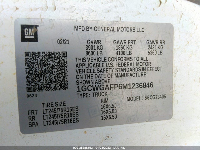 2021 Chevrolet Express, VIN: 1GCWGAFP6M1236846