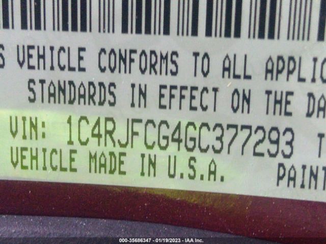 1C4RJFCG4GC377293 Jeep Grand Cherokee Overland