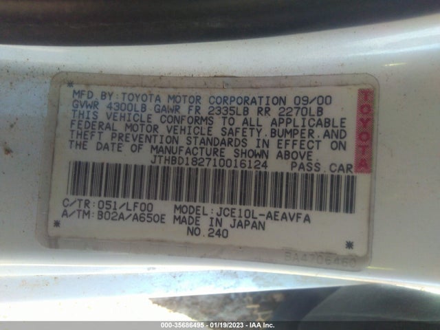 Lexus IS 300 2001 JTHBD182710016124 Image 10