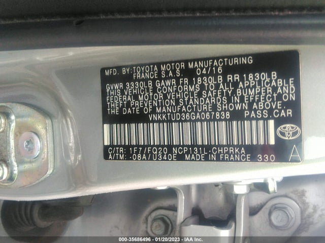 2016 Toyota Yaris, VIN: VNKKTUD36GA067838
