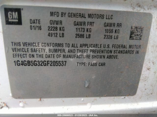 1G4GB5G32GF205537 Buick Lacrosse Leather