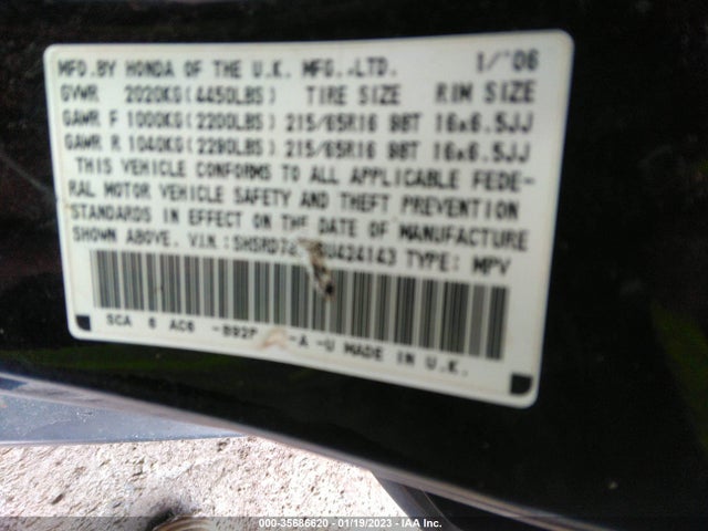 2006 HONDA CR-V EX SE VIN: SHSRD78906U424143