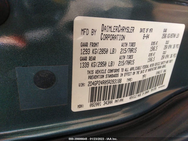 Dodge Grand Caravan Se 2005 2D4GP24R05R283188 Image 10
