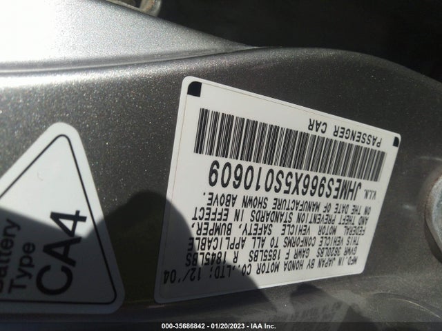 2005 HONDA CIVIC HYBRID VIN: JHMES966X5S010609