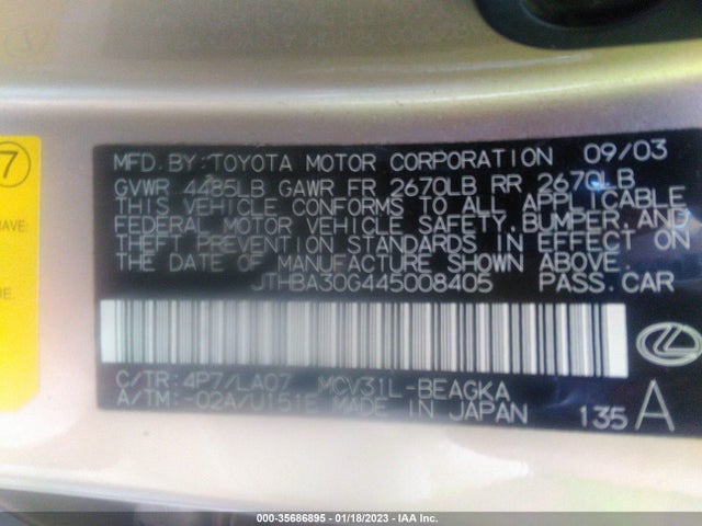 Lexus ES 330 2004 JTHBA30G445008405 Image 10