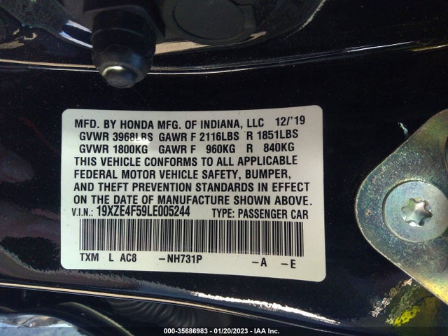 2020 Honda Insight, VIN: 19XZE4F59LE005244