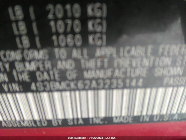 Subaru Legacy 2010 4S3BMCK62A3235144 Image 9