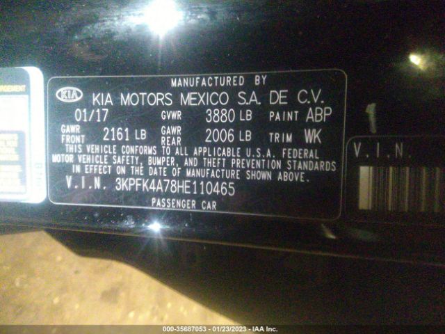 3KPFK4A78HE110465 KIA FORTE LX