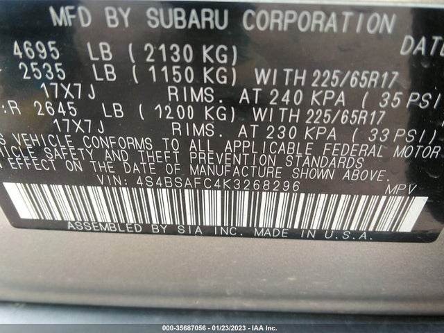 Subaru Outback Premium 2019 4S4BSAFC4K3268296 Image 11