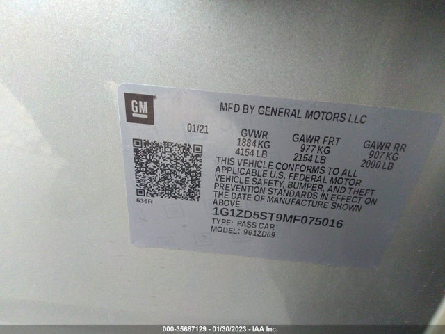 Chevrolet MALIBU LT 2021 1G1ZD5ST9MF075016 Image 9