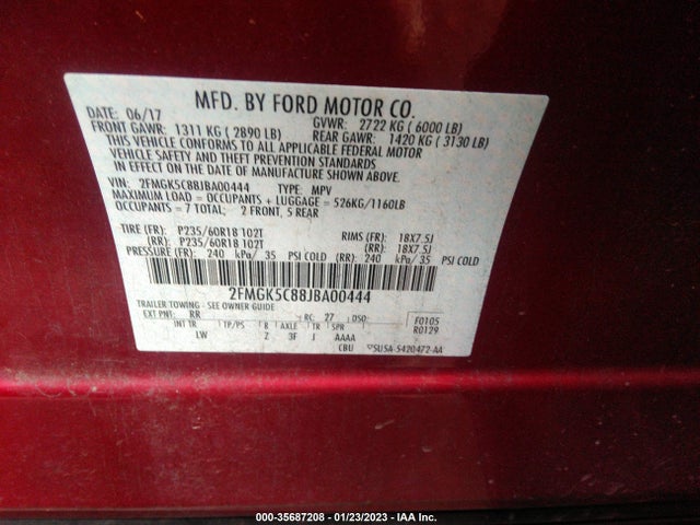 Ford FLEX SEL 2018 2FMGK5C88JBA00444 Image 9