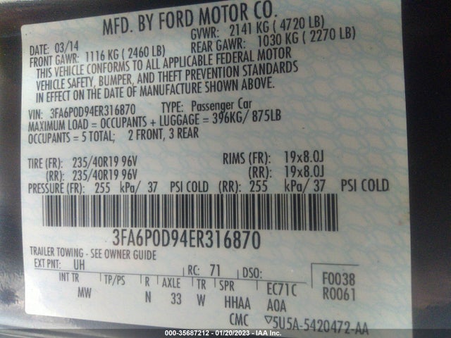 Ford Fusion Titanium 2014 3FA6P0D94ER316870 Image 9
