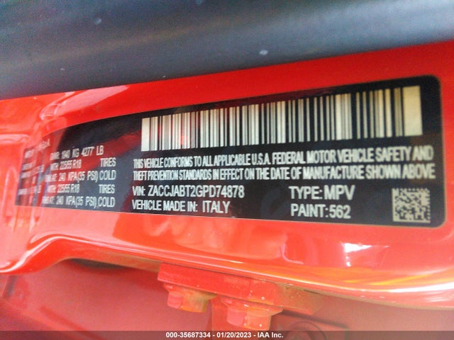 2016 Jeep Renegade, VIN: ZACCJABT2GPD74878