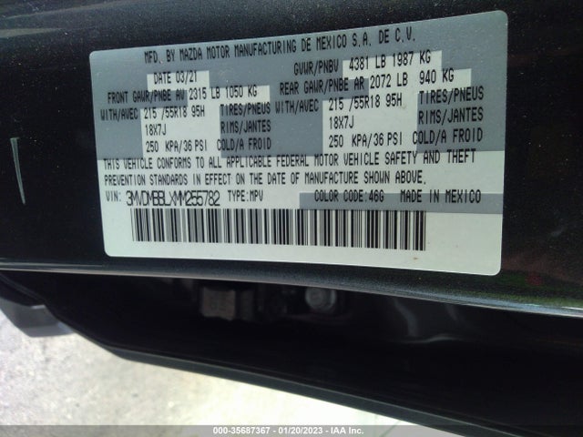 2021 MAZDA CX-30 SELECT VIN: 3MVDMBBLXMM255782