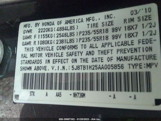 5J8TB1H25AA005856 Acura RDX