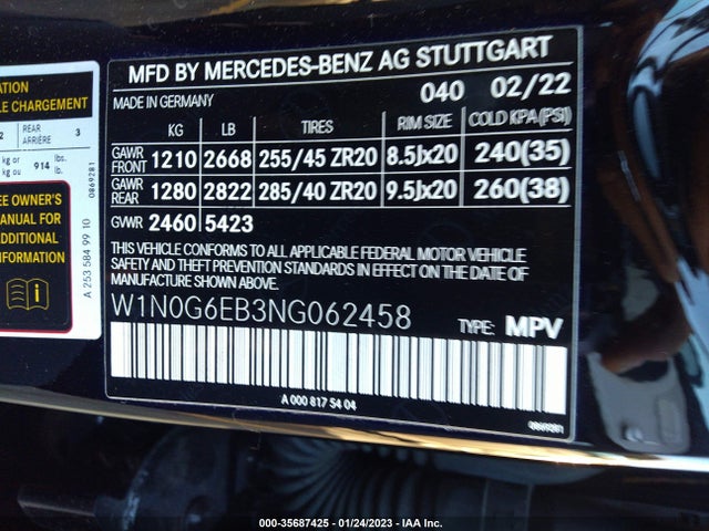 W1N0G6EB3NG062458 Mercedes-Benz Glc Amg Glc 43