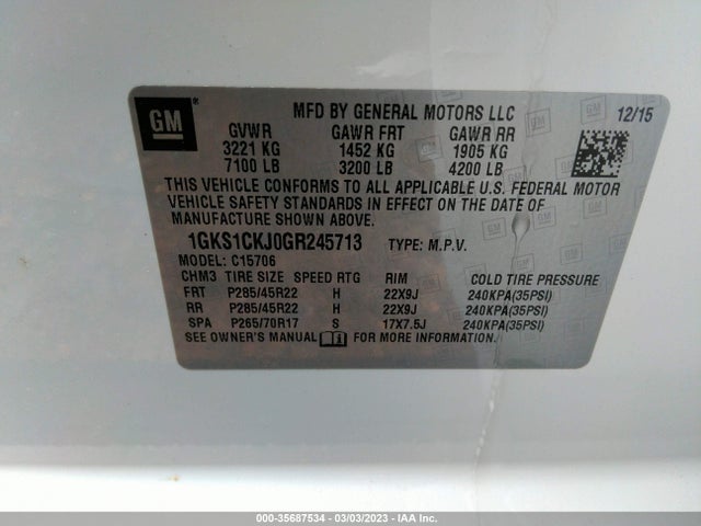 GMC YUKON DENALI 2016 1GKS1CKJ0GR245713 Image 9