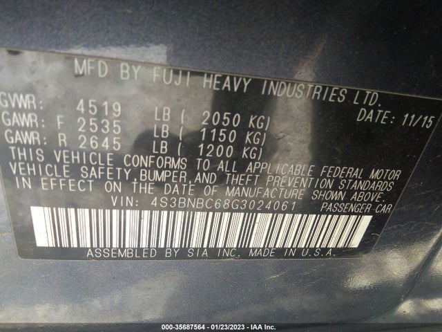Subaru Legacy 2.5i Premium 2016 4S3BNBC68G3024061 Image 9